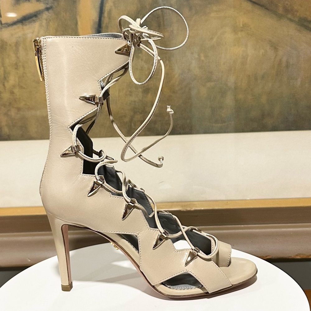 🌺MONIKA CHIANG🌺 Gladiator Lace Up Nude Heels Size: 36